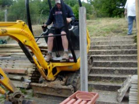 getting mini digger up steps|diy mini digger steps.